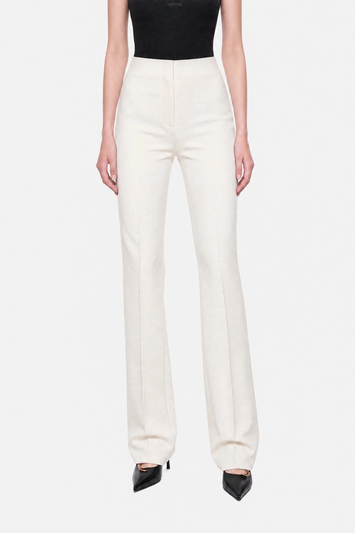 High-Waist Slit-Hem Trousers