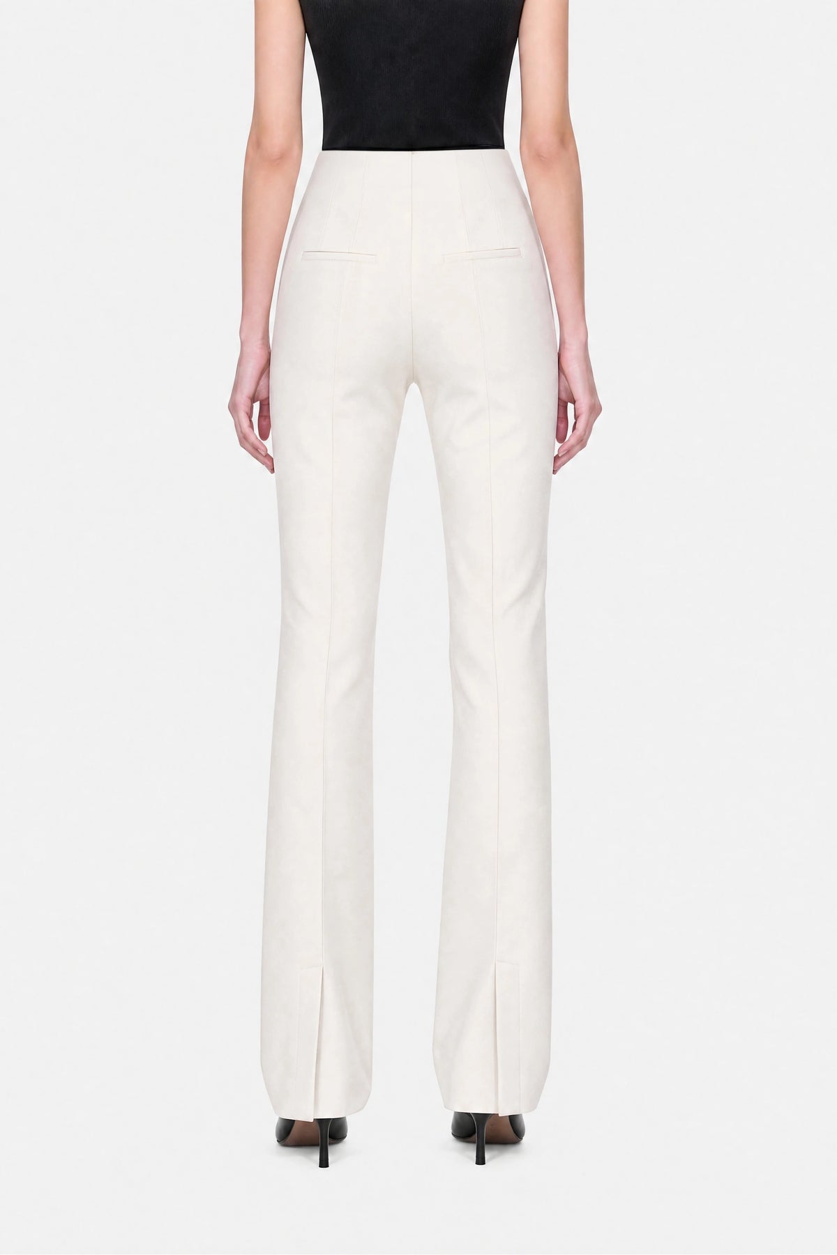 High-Waist Slit-Hem Trousers