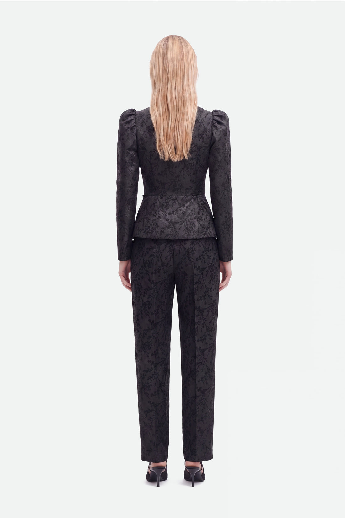 Jacquard High Waist Carrot Trousers