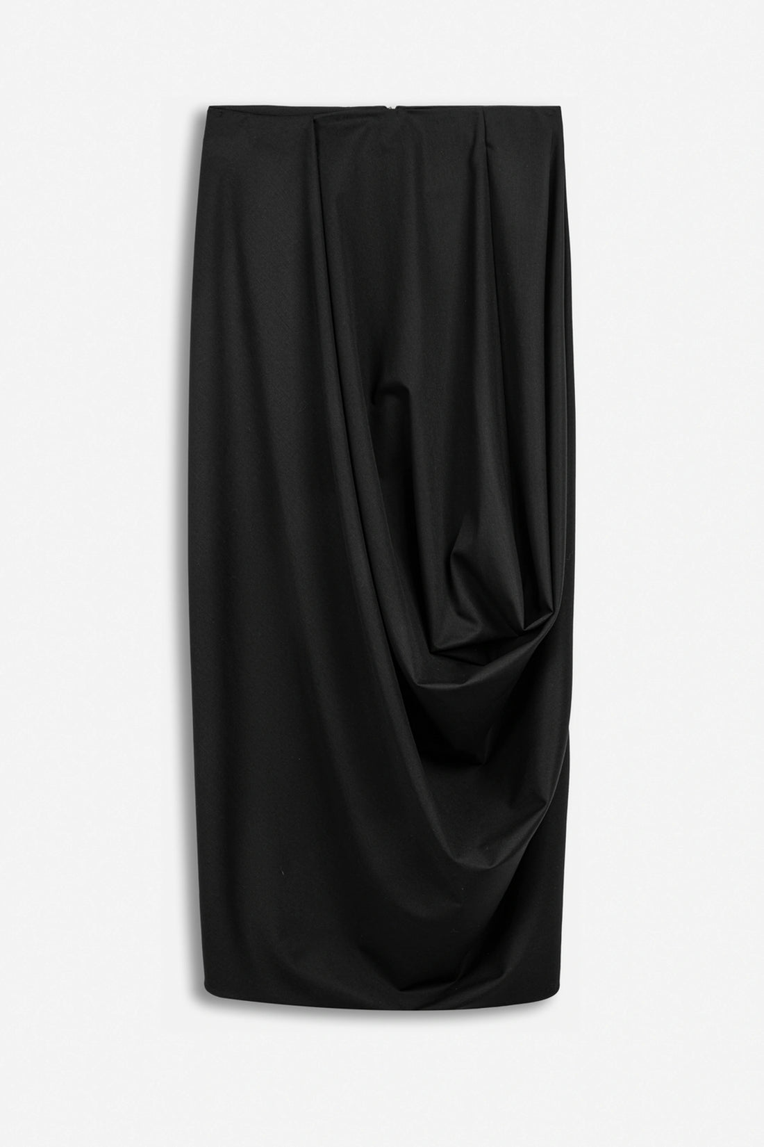 Draped Pleat-Detail Midi Skirt