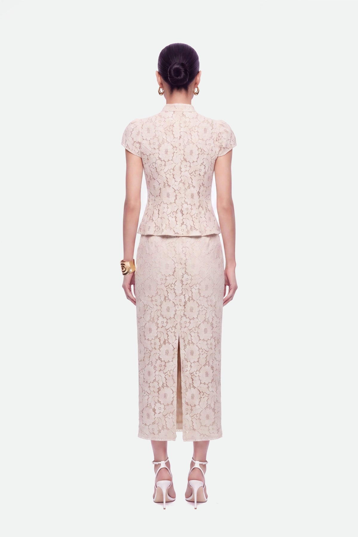 Corded Lace Midi Skirt