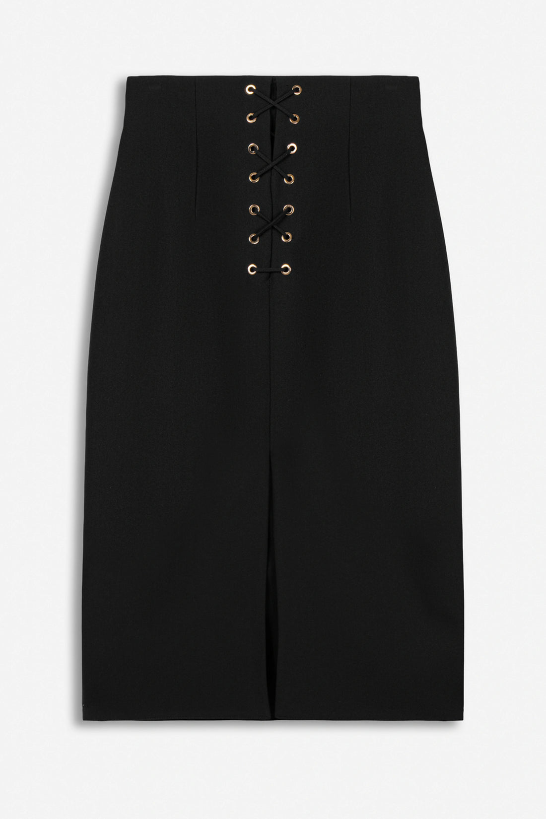 Eyelet-Detail High-Waist Midi Skirt