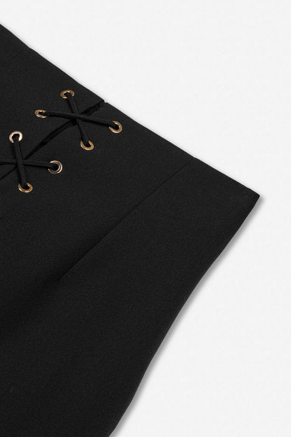 Eyelet-Detail High-Waist Midi Skirt