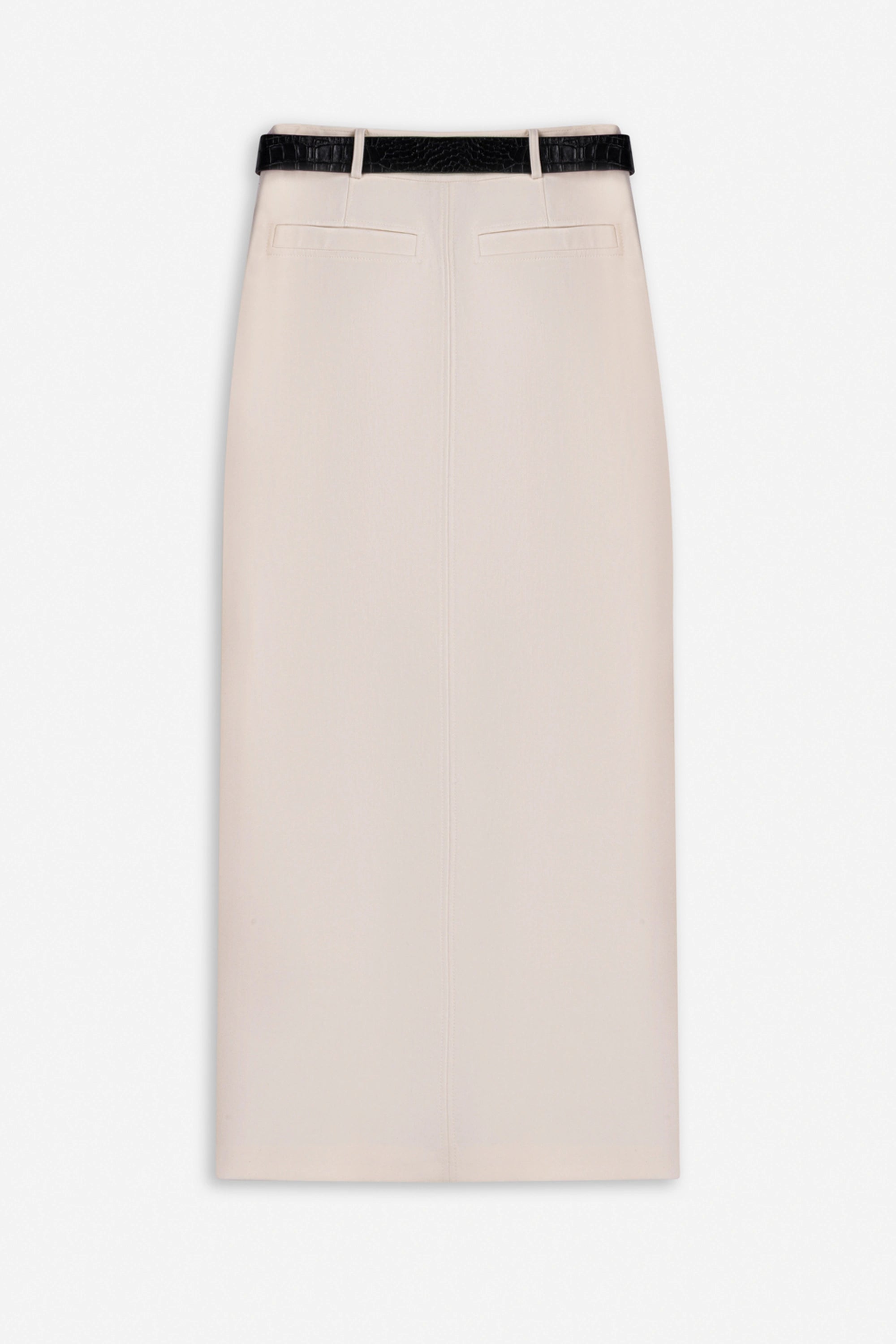 Belted Front-Slit Maxi Skirt