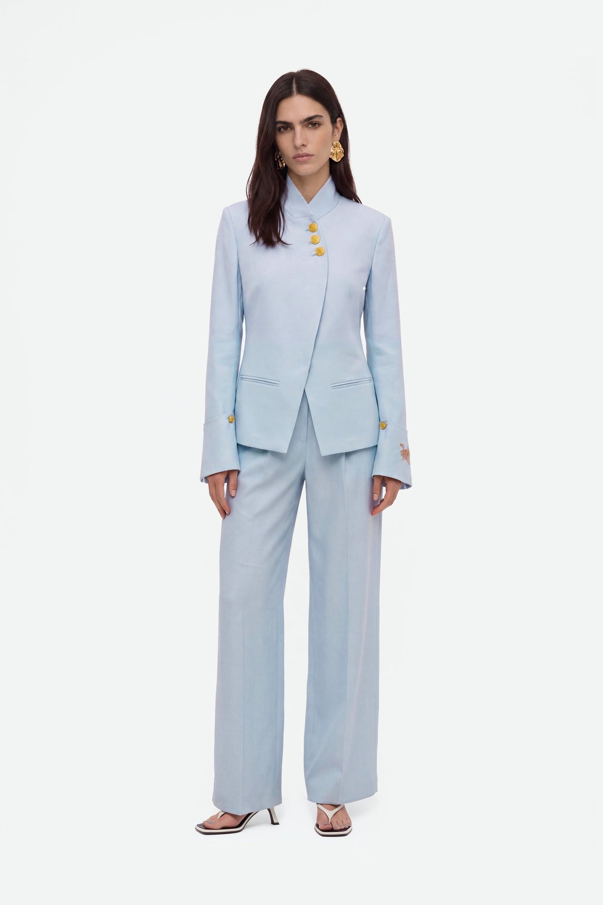 Embroidery Detail Stand Collar Jacket