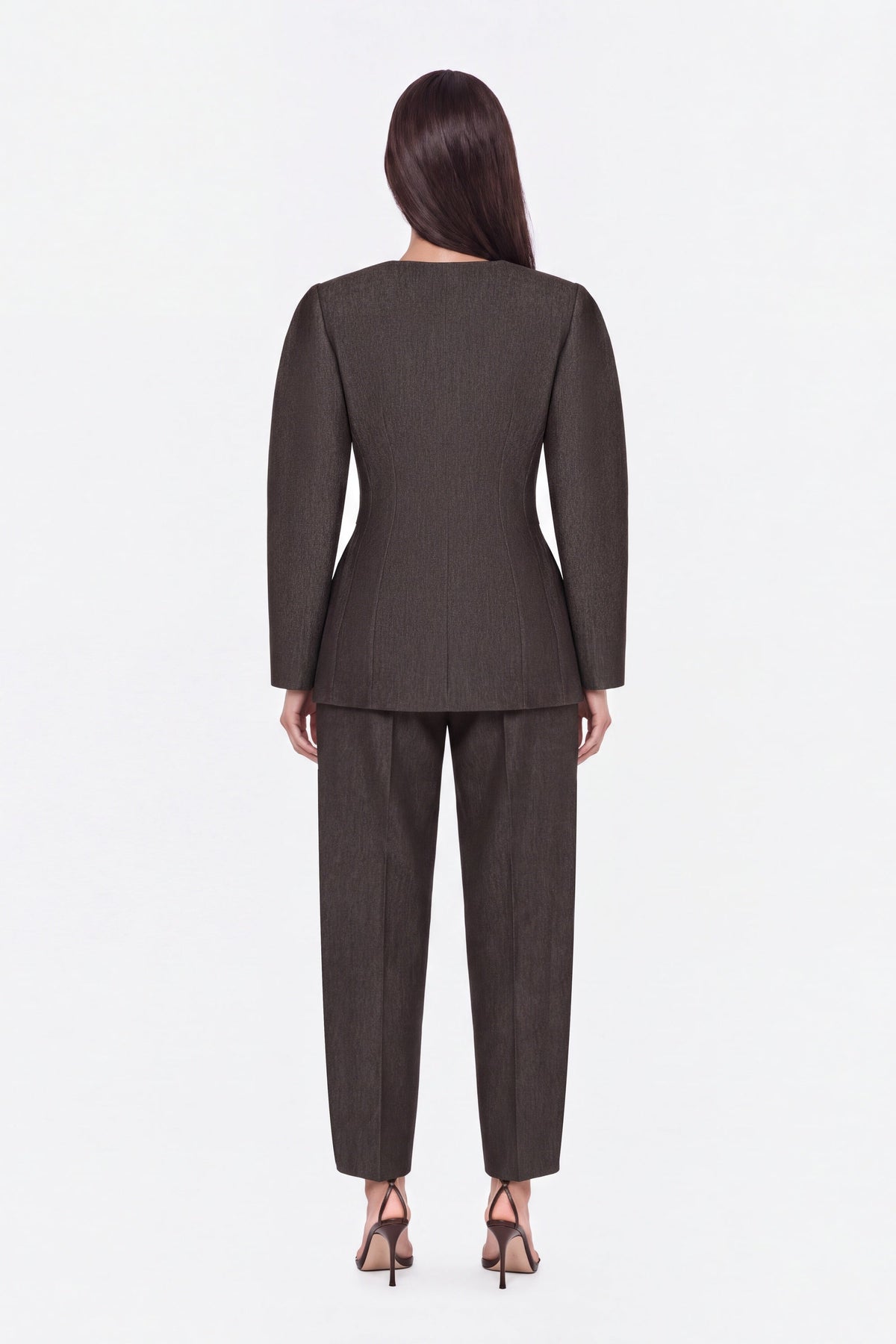 Croc Effect Belted Collarless Jacket