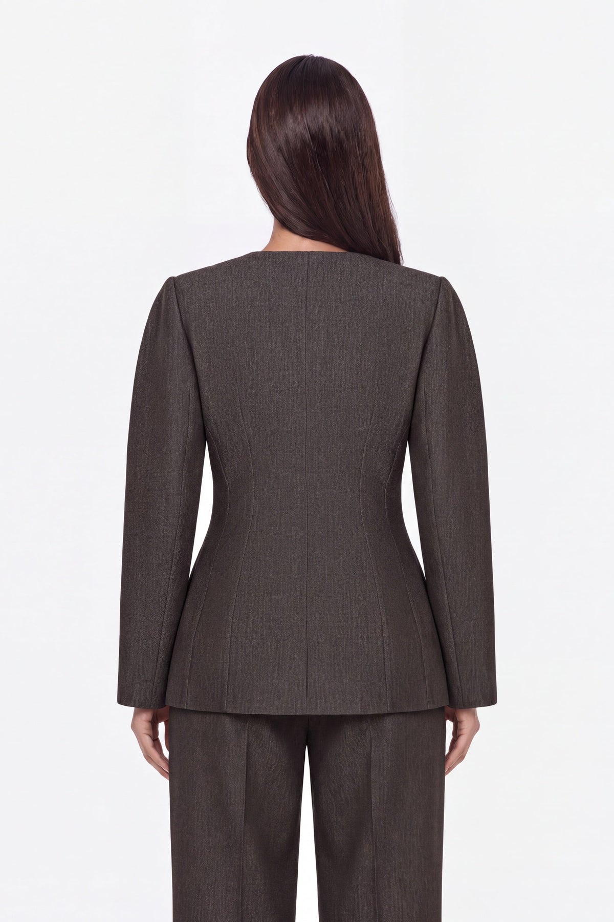 Croc Effect Belted Collarless Jacket