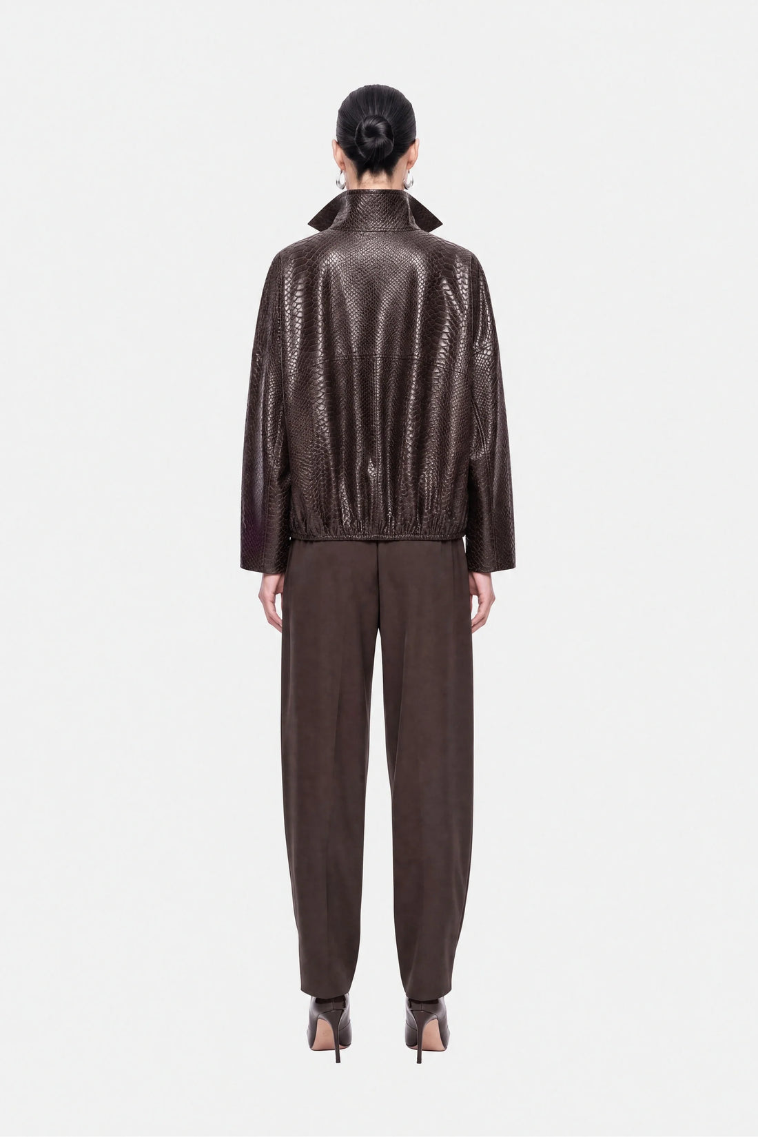Snake Effect Leather Jacket