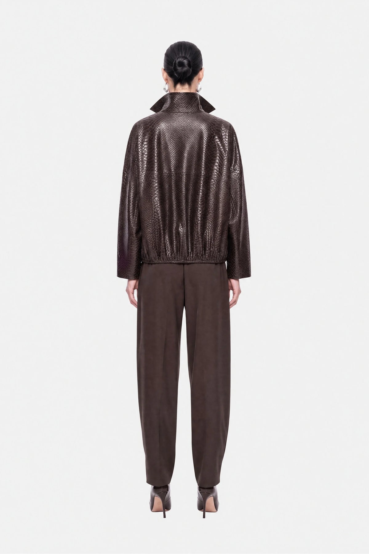 Snake Effect Leather Jacket