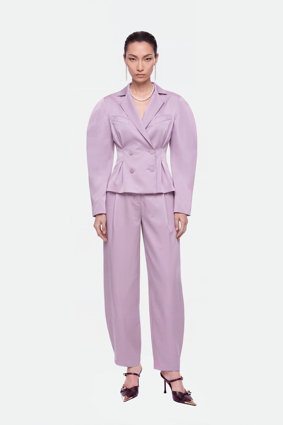 Double Breasted Folded Collar Jacket