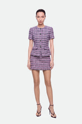 Short Sleeve Tweed Peplum Jacket