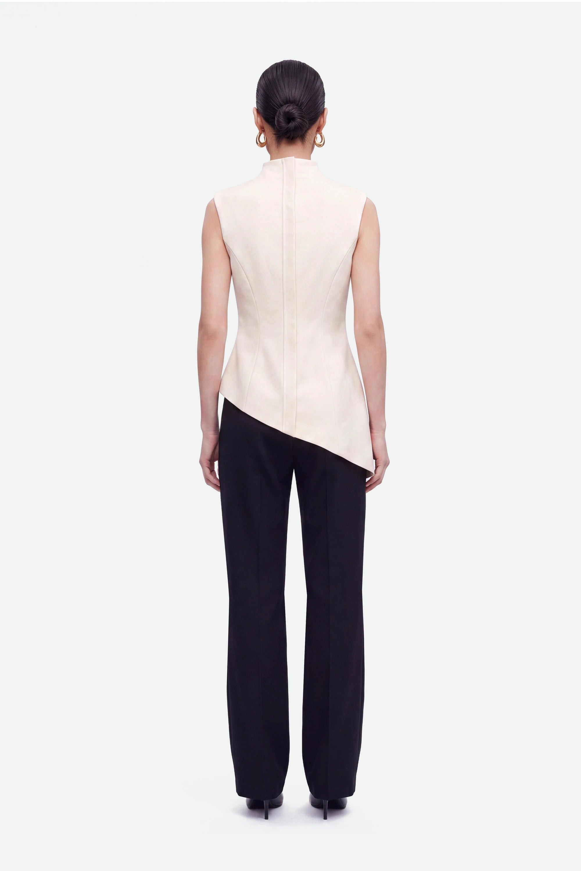 Padded-Shoulder Asymmetric Blouse