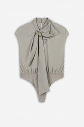 Collar Detail Sleeveless Bodysuit Blouse