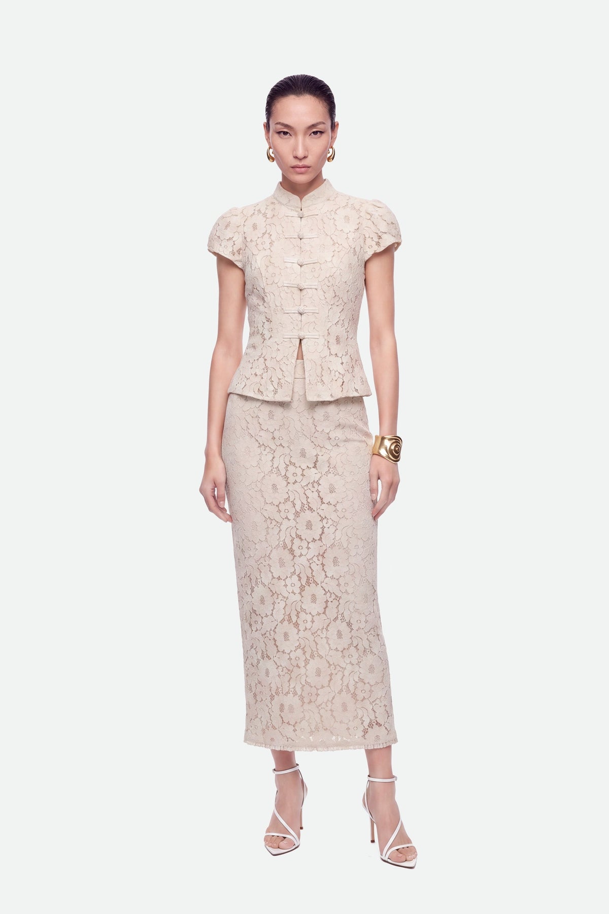 Lace Mandarin Collar Blouse