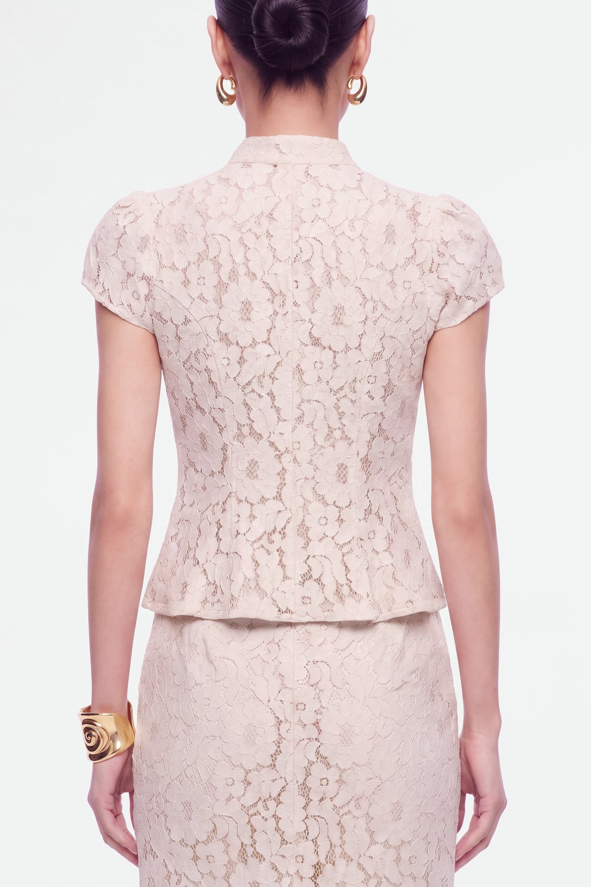 Lace Mandarin Collar Blouse