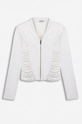 Ruched Metal Zip Blouse