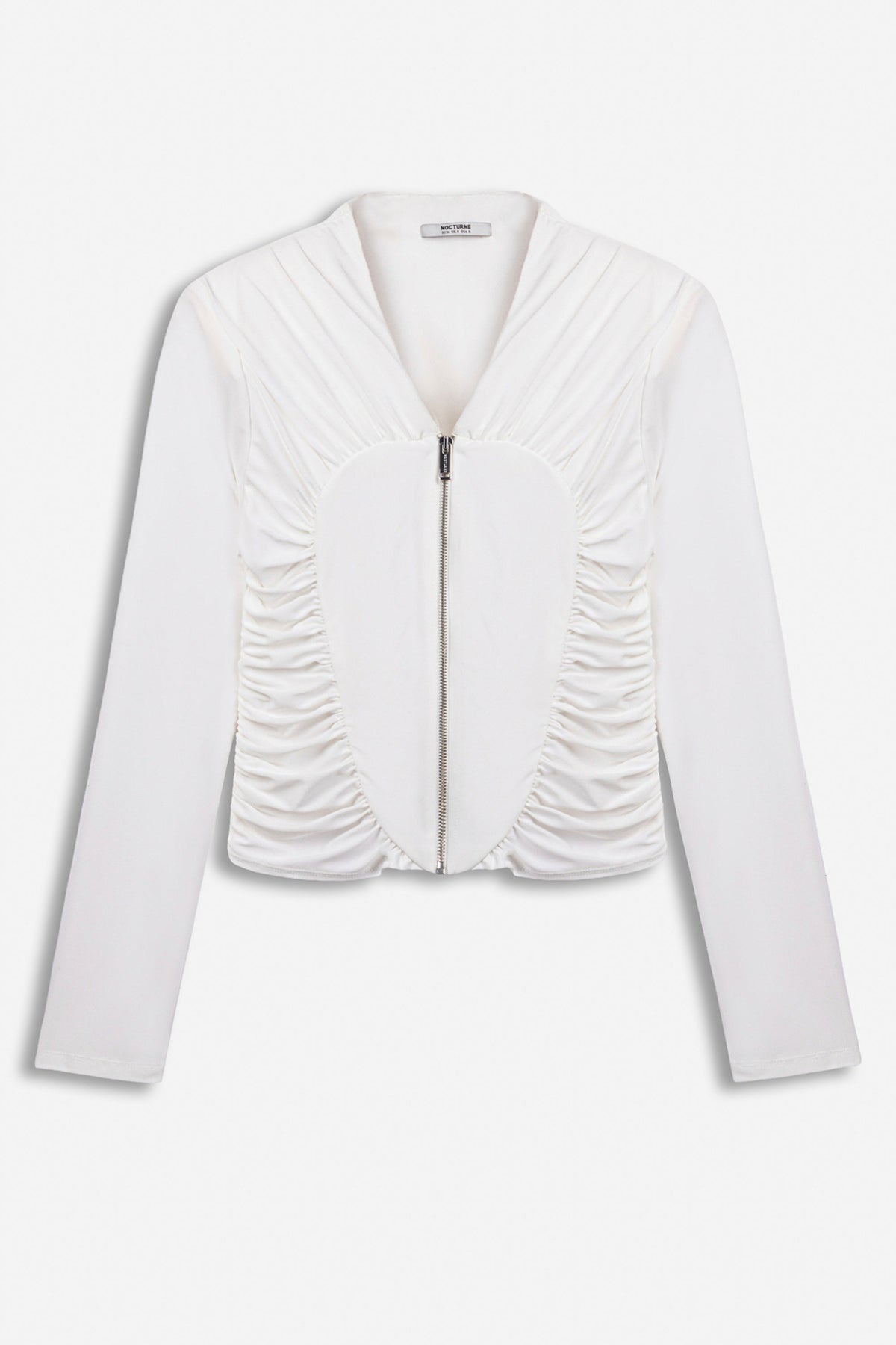 Ruched Metal Zip Blouse