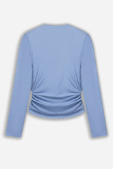 Ruched Metal Zip Blouse