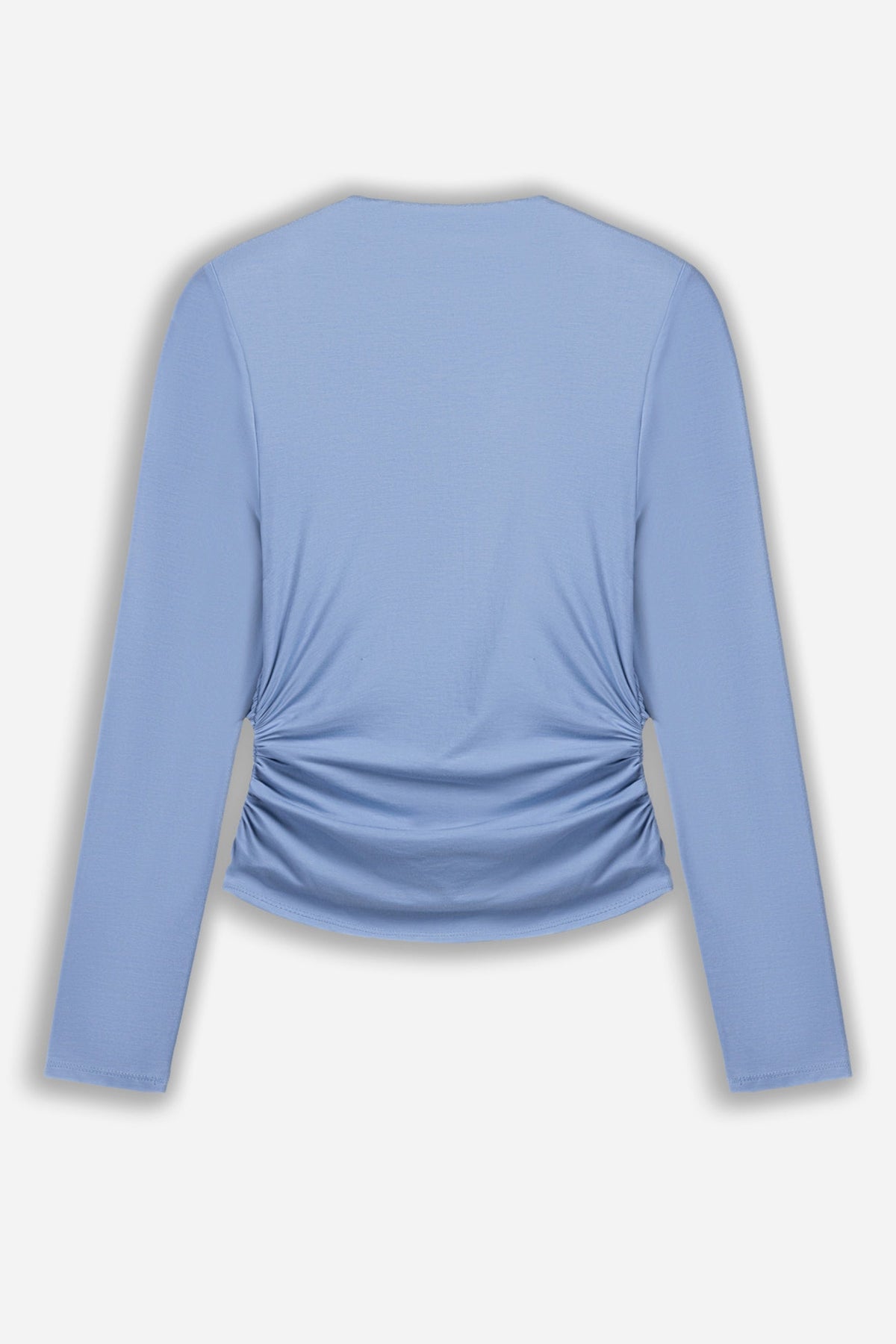 Ruched Metal Zip Blouse