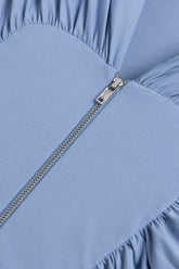 Ruched Metal Zip Blouse