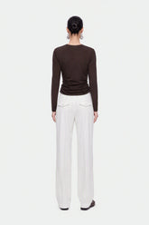 Ruffle Trim Zip Front Blouse