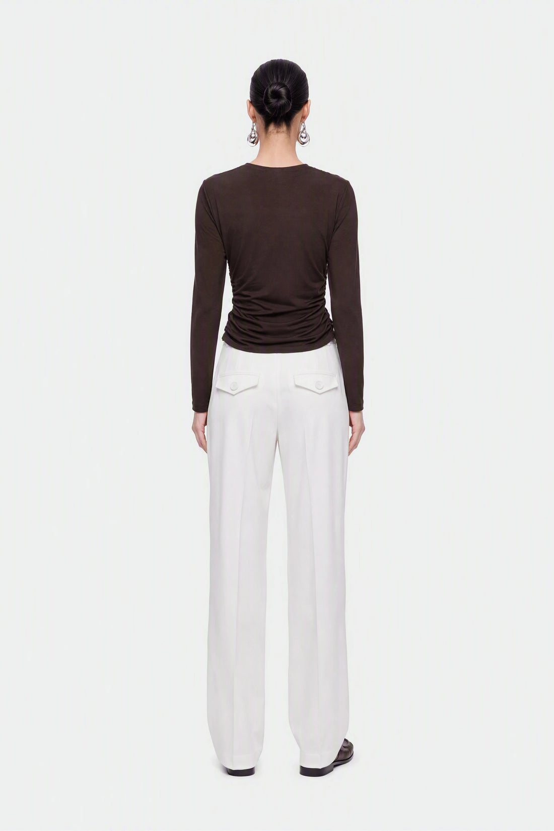 Ruffle-Trim Zip-Front Blouse