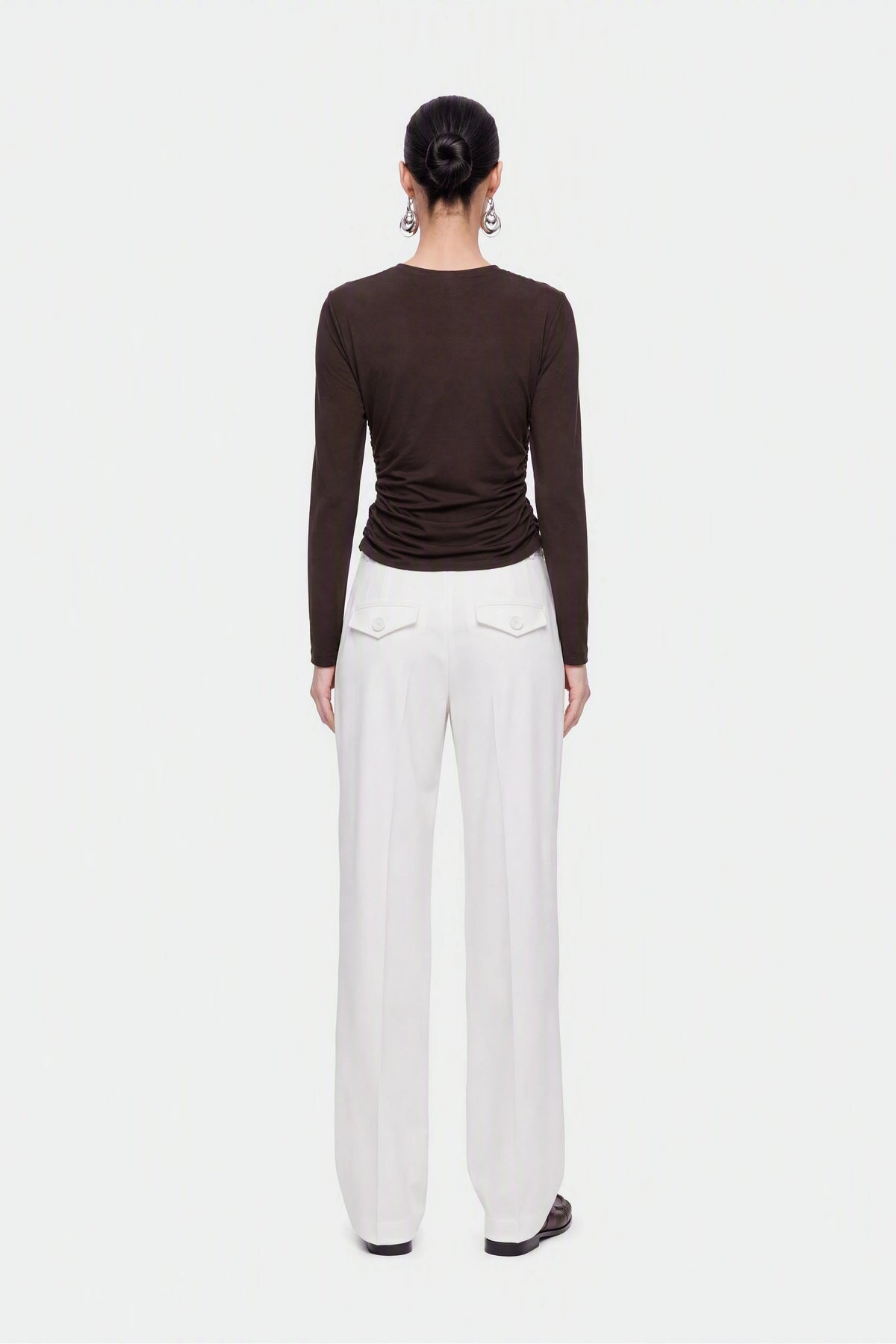 Ruffle-Trim Zip-Front Blouse