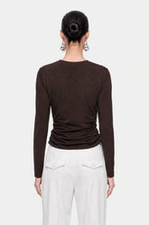 Ruffle Trim Zip Front Blouse