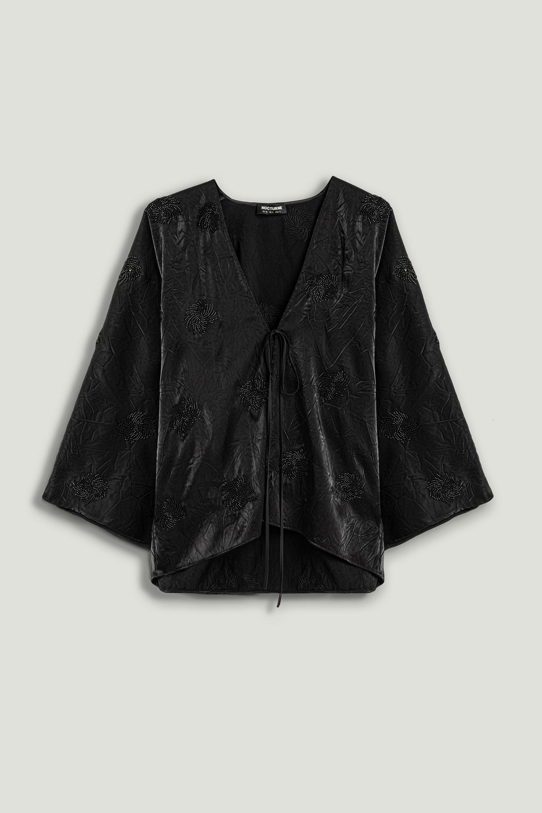 Black Beaded Embroidered Kimono