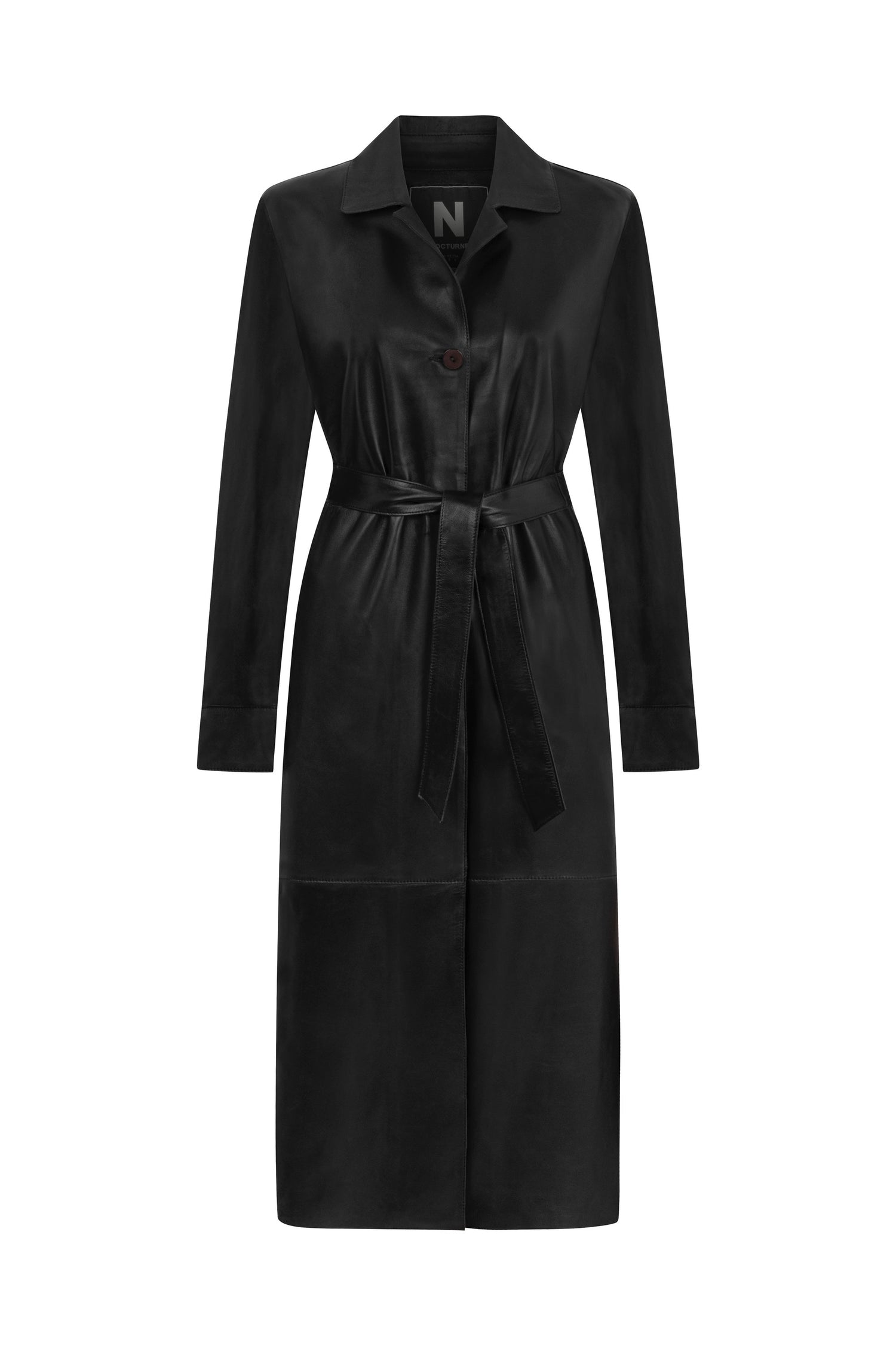 Belted Faux Leather Trench Coat