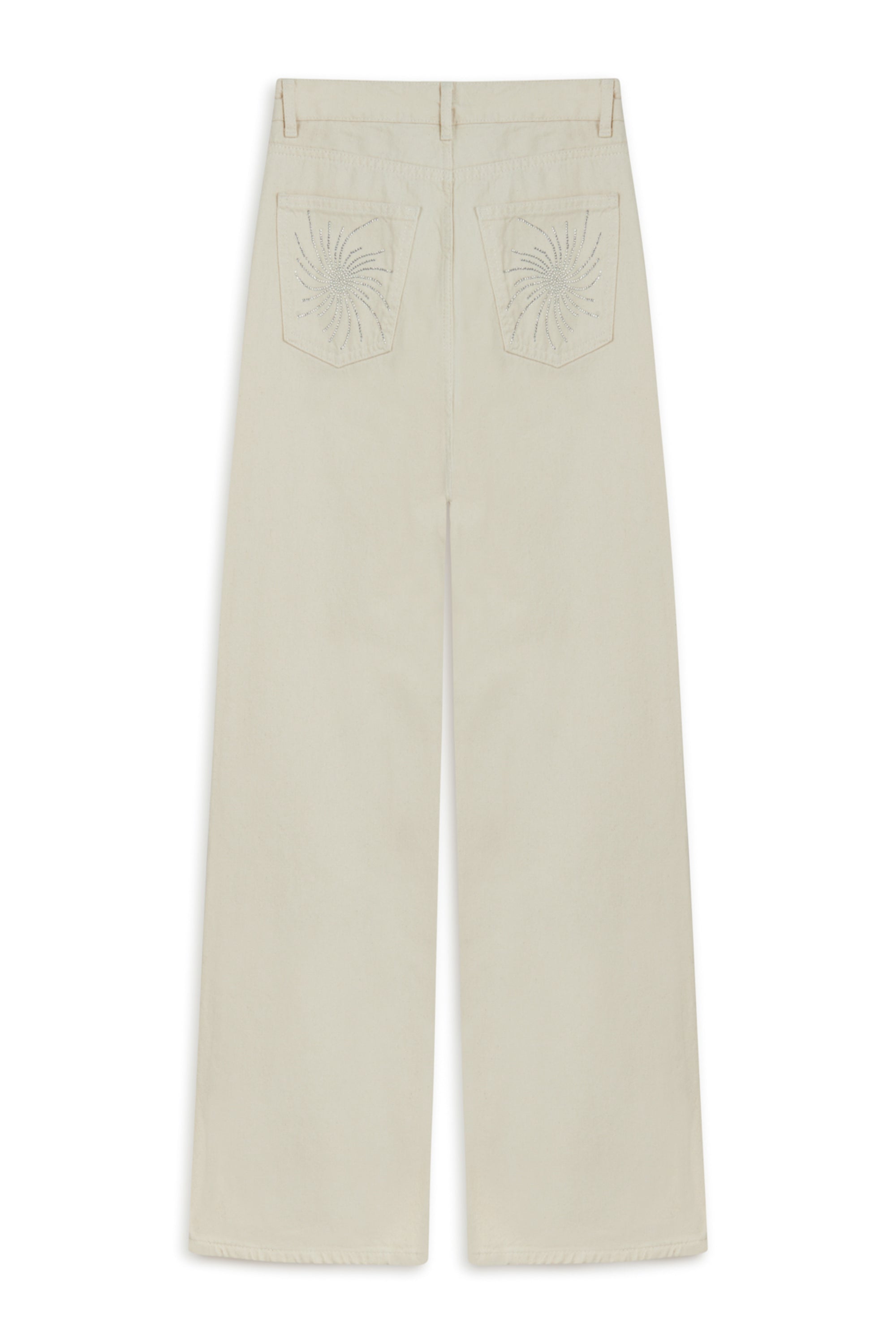 Stone Detailed Wide Leg Jeans