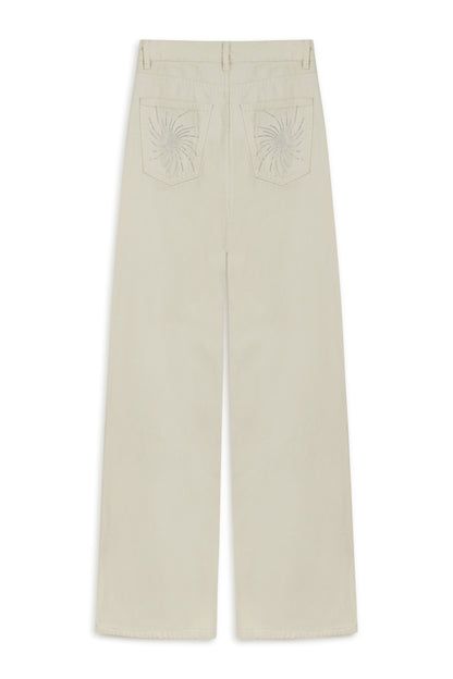 Stone Detailed Wide Leg Jeans