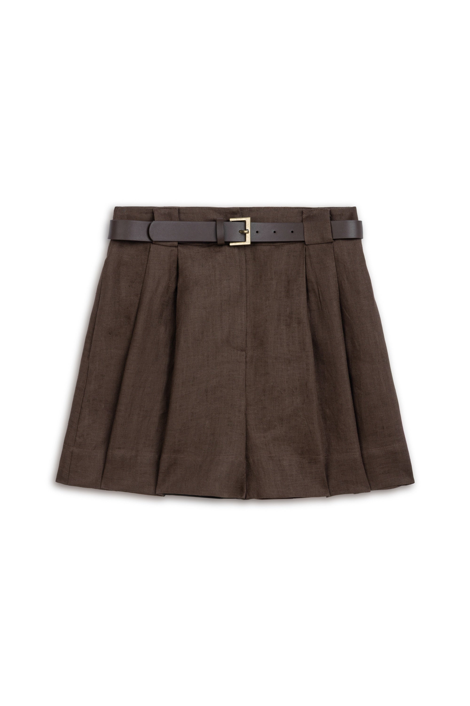 Belted Linen Mini Shorts