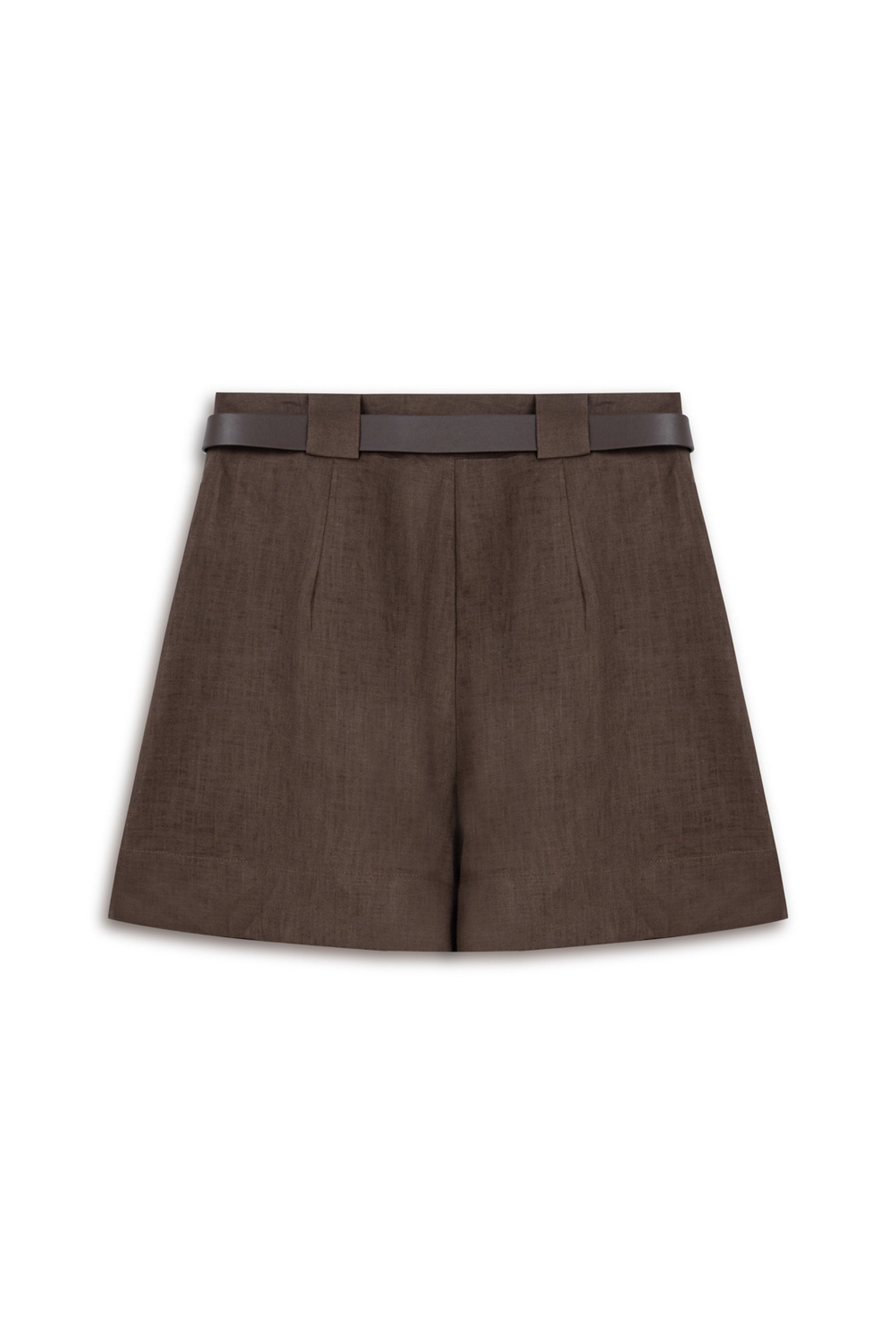 Belted Linen Mini Shorts