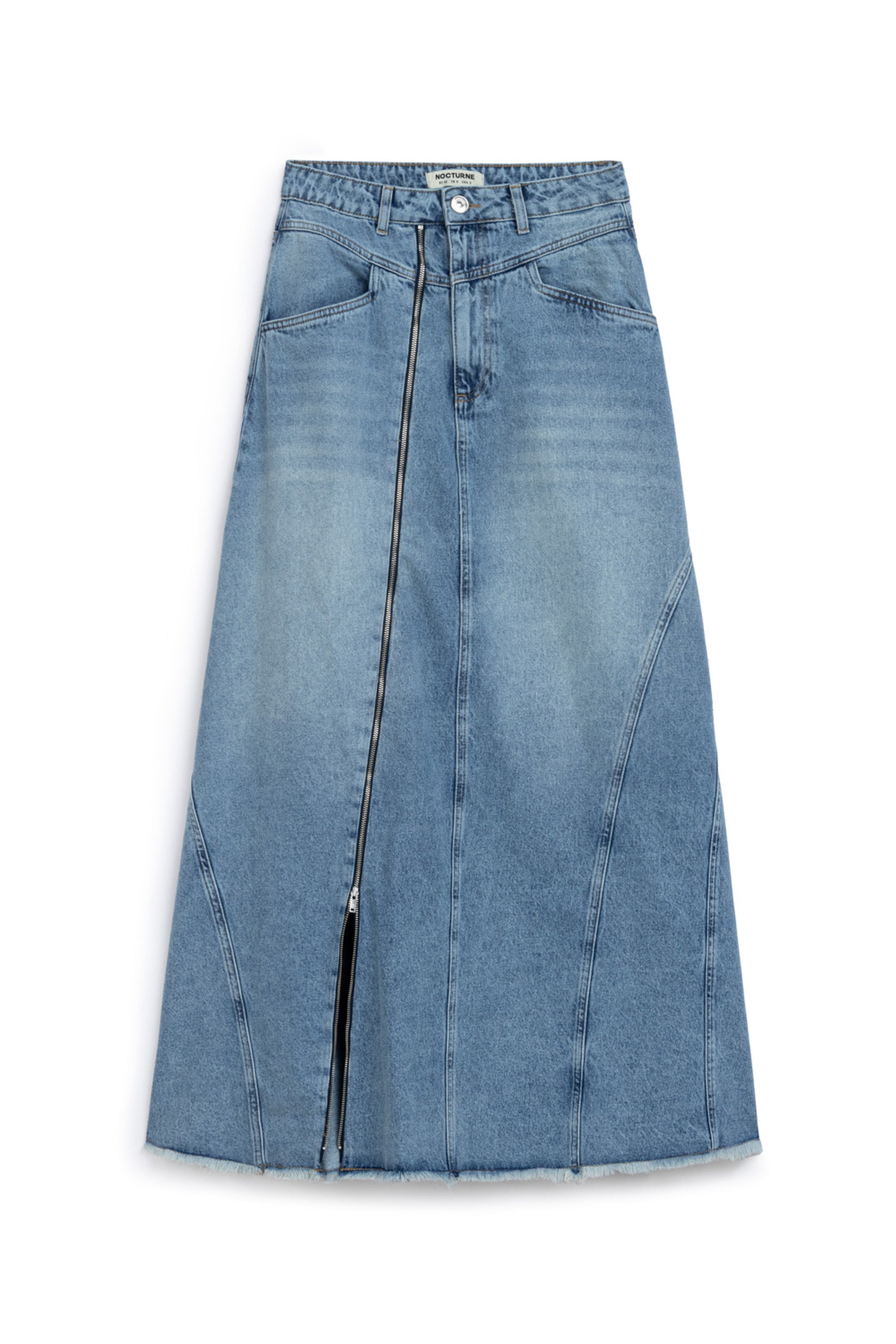 Slit Detailed Maxi Denim Skirt