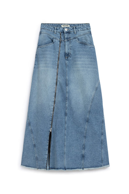 Slit Detailed Maxi Denim Skirt