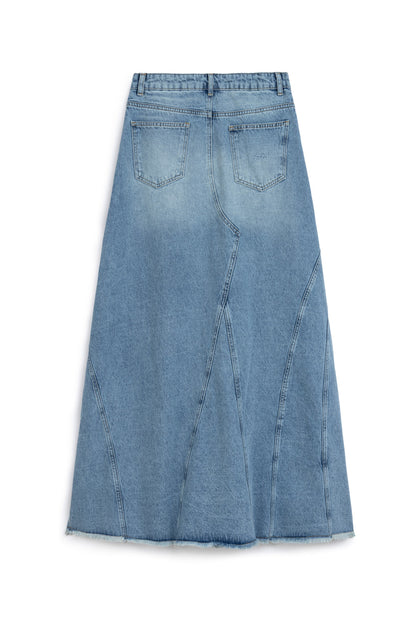 Slit Detailed Maxi Denim Skirt