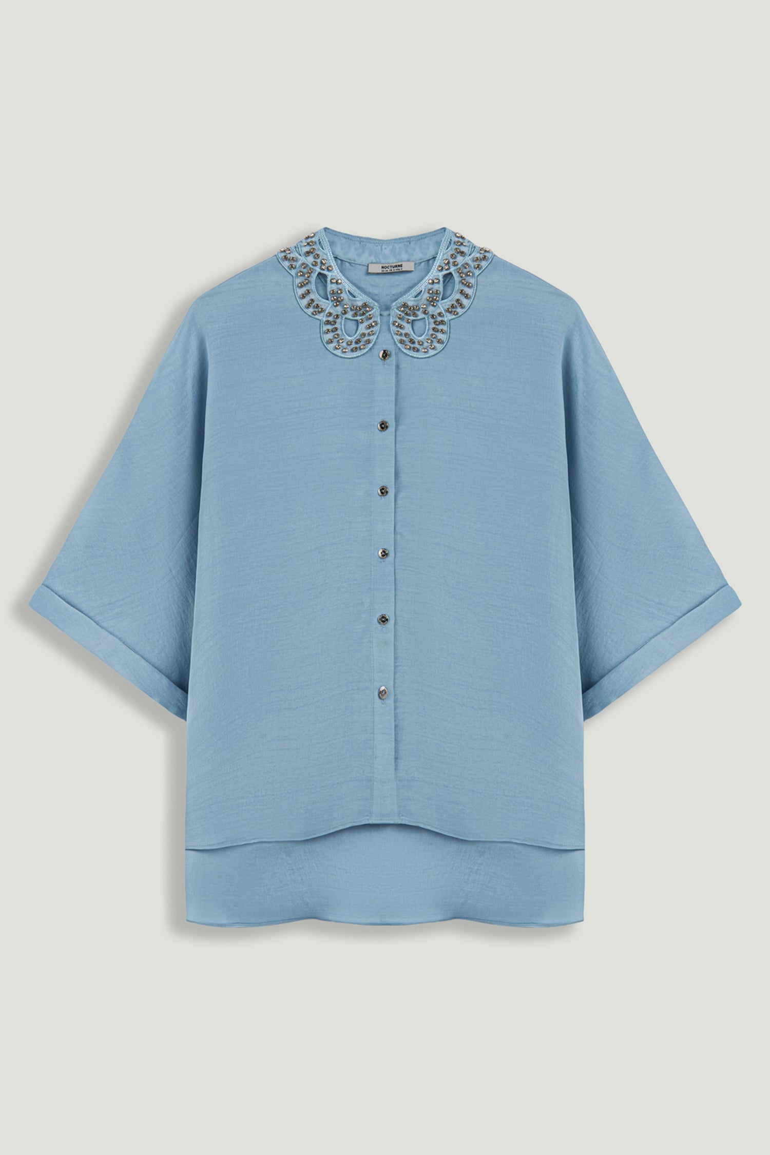 Stone Accessory Collar Detail Shirt