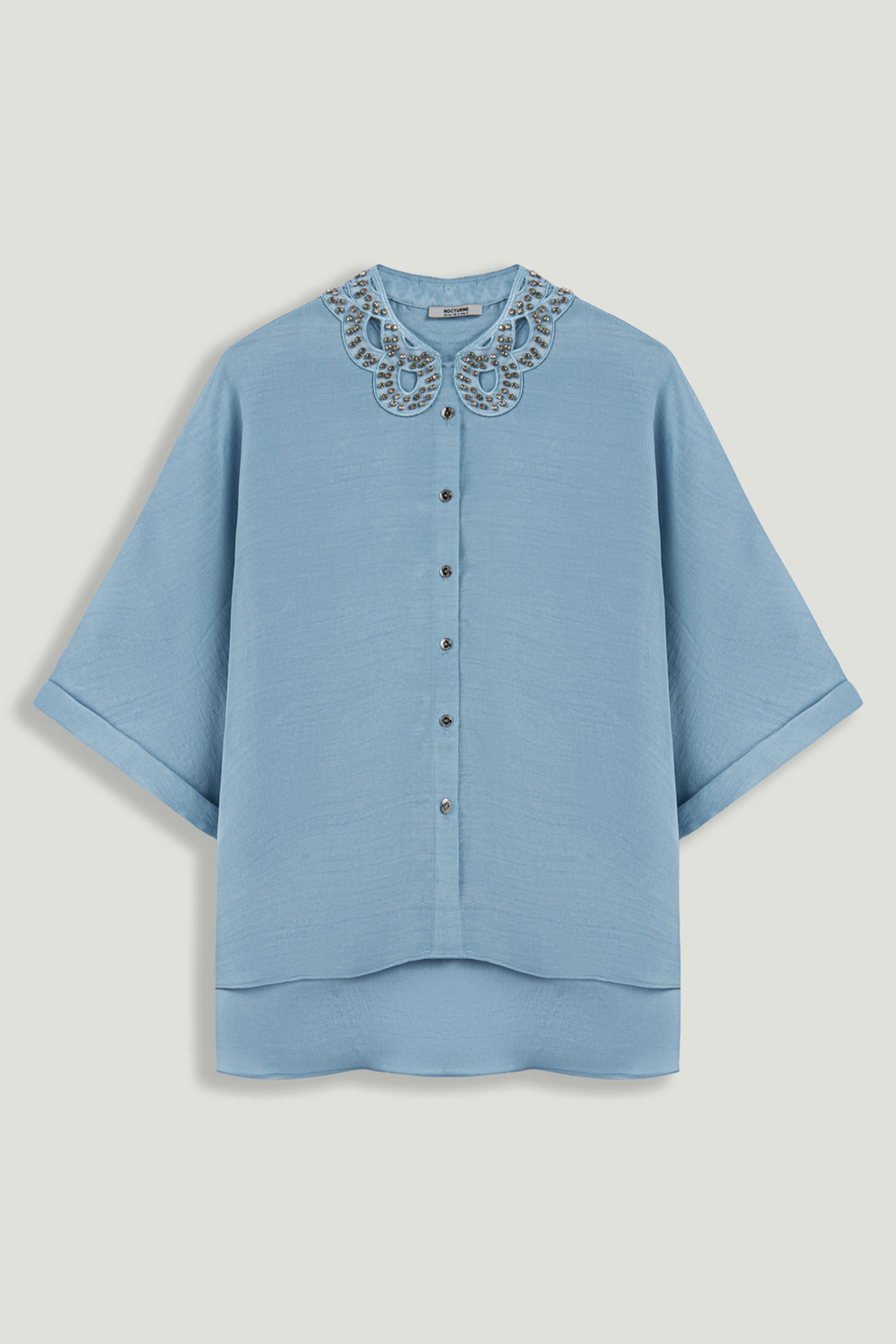 Stone Accessory Collar Detail Shirt