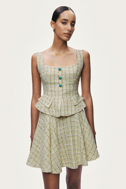 Button Accessory Tweed Bustier