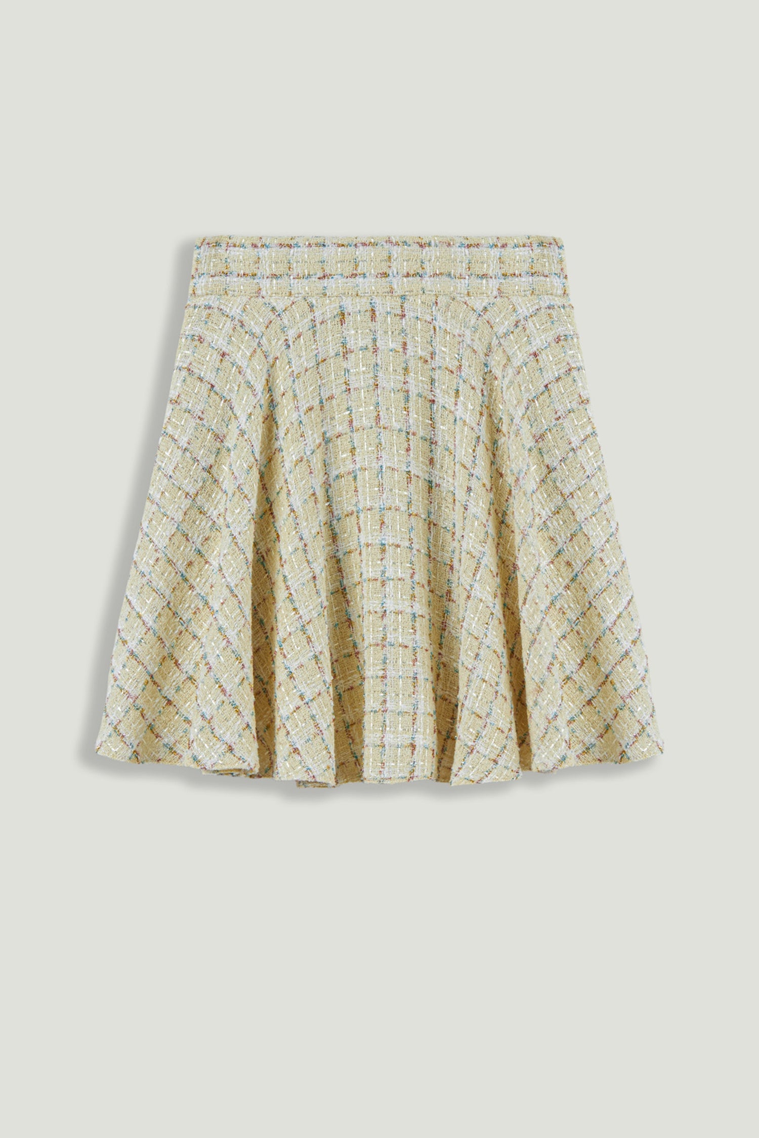 Pleated Frill Tweed Mini Skirt