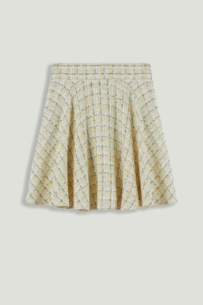 Pleated Frill Tweed Mini Skirt