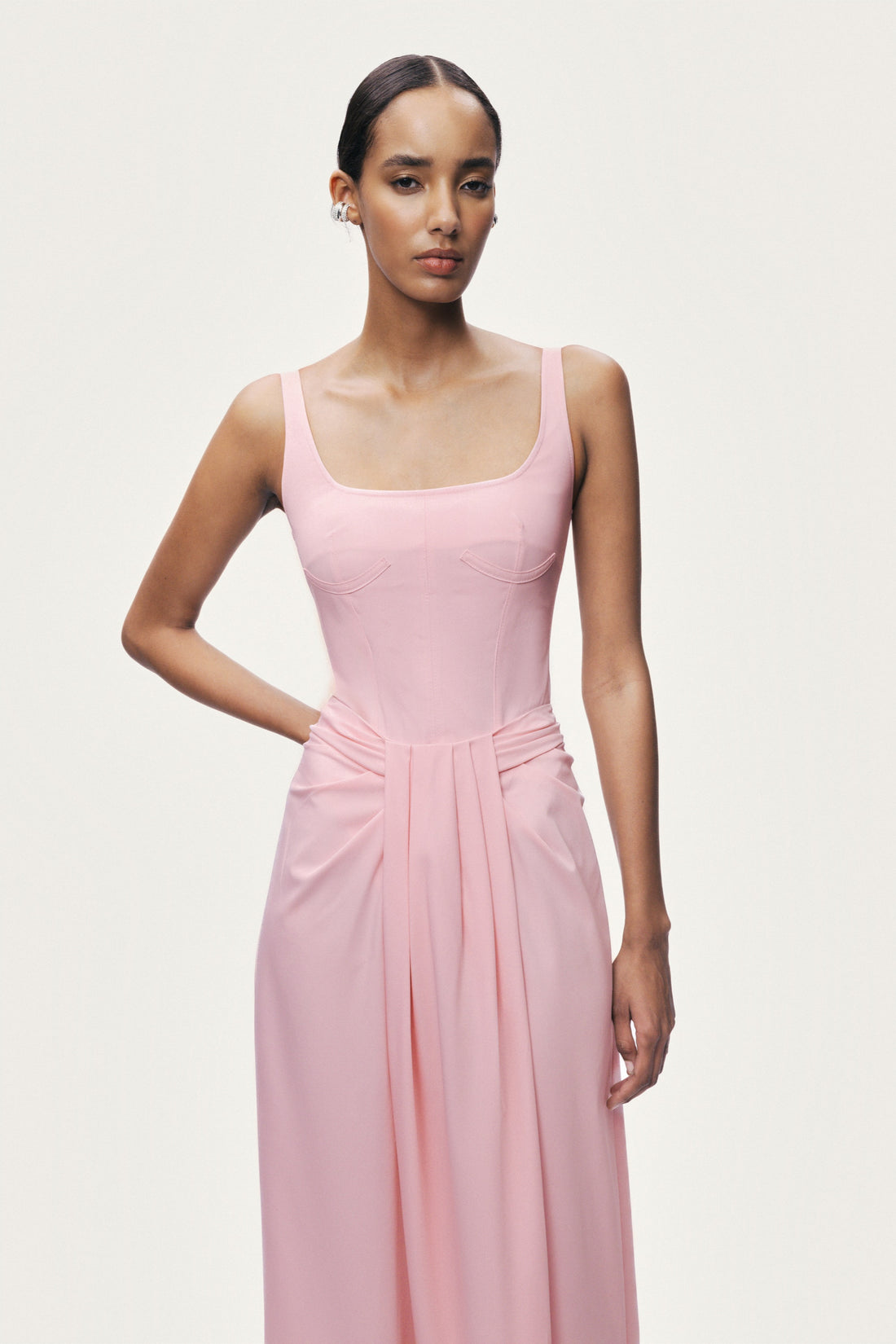 Pleated Detail Wide-Leg Trouser