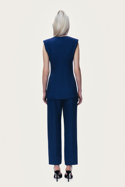 Padded Shoulder V-Neck Structured Vest