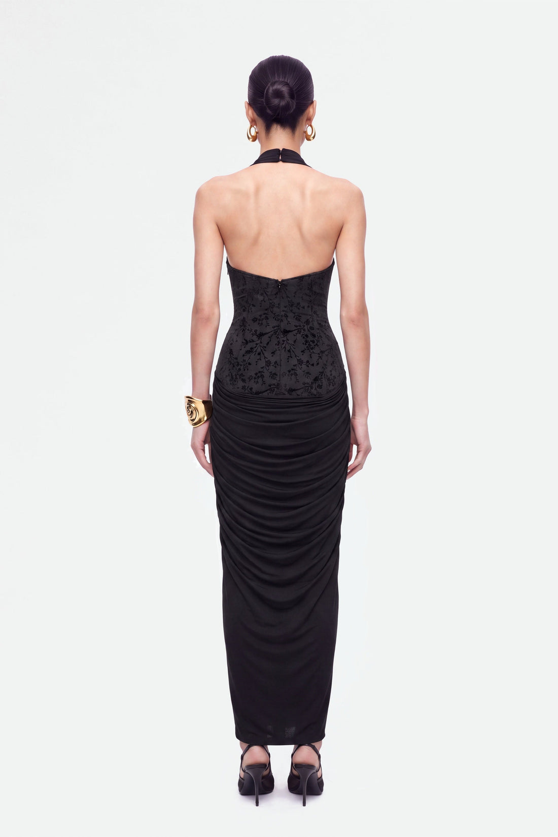 Jacquard Halter Neck Maxi Dress