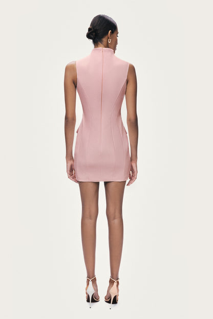 Mandarin Collar Mini Dress