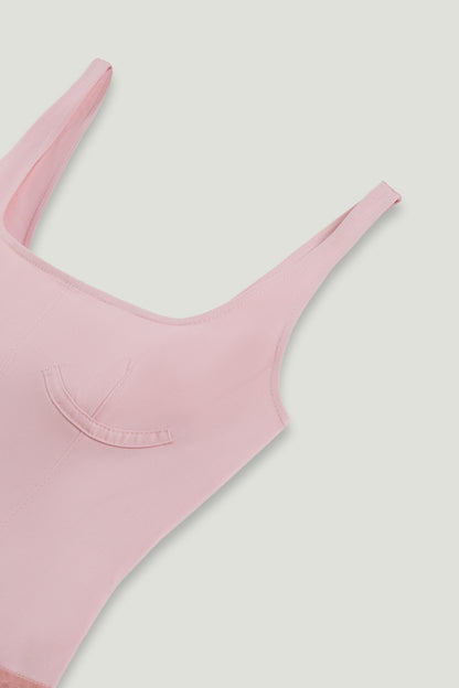 Pink Sculpted Corset Bodysuit