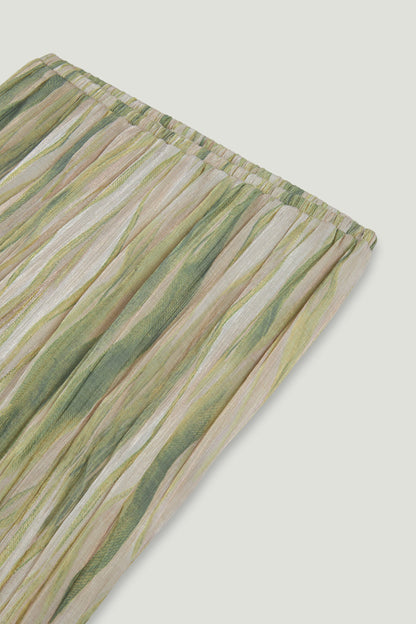 Green Abstract Print Straight Leg Trousers