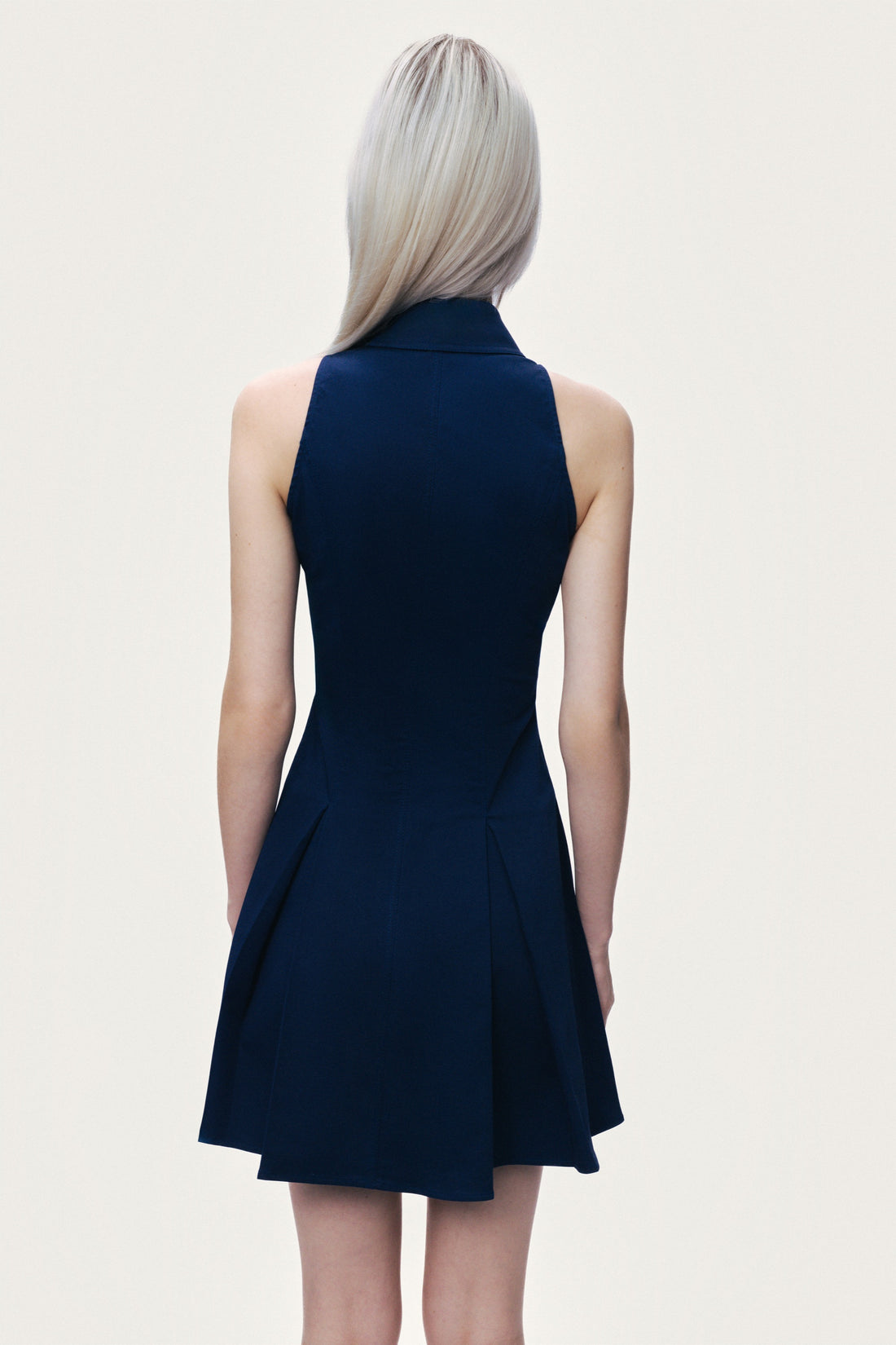 Shirt Collar Sleeveless Mini Dress