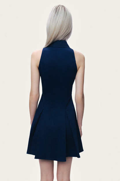 Shirt Collar Sleeveless Mini Dress
